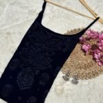 Roop Pure Viscose Black Chikankari Kurta for Women