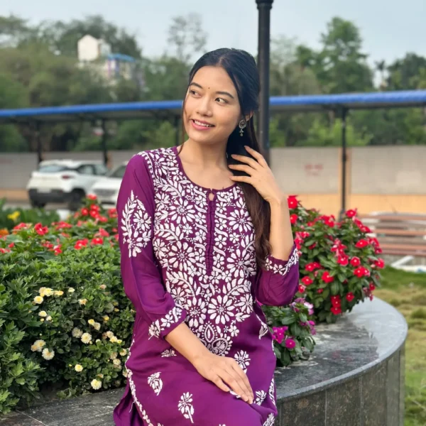 Anika Lavender Chikankari Co-ord Set In Pure Modal Fabric