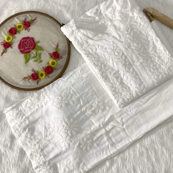 Raha Modal 3D Chikankari Kurta Palazzo Set