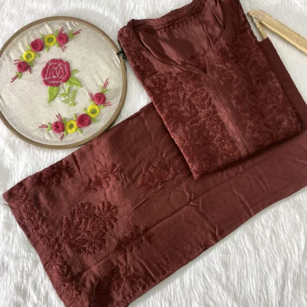 Raha Modal 3D Chikankari Kurta Palazzo Set