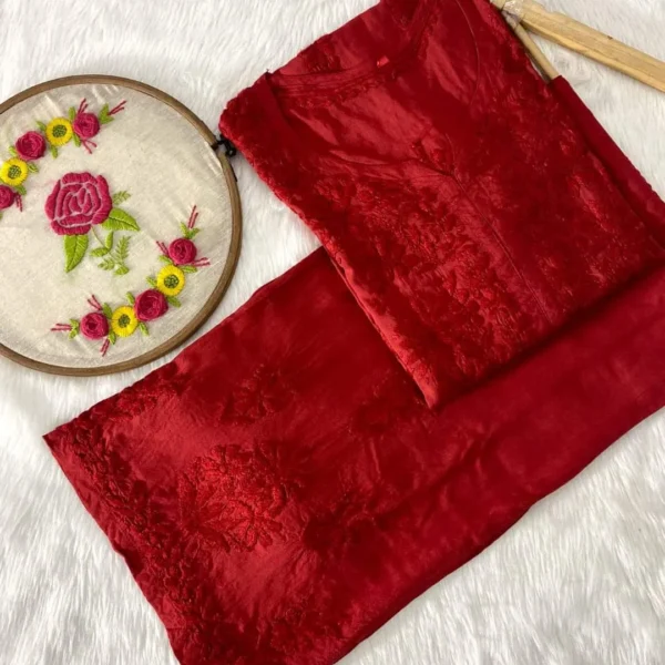 Raha Modal 3D Chikankari Kurta Palazzo Set