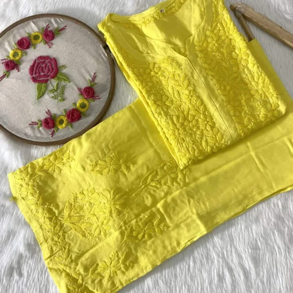 Raha Modal 3D Chikankari Kurta Palazzo Set
