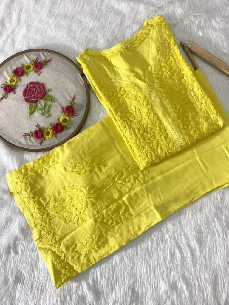 Raha Modal 3D Chikankari Kurta Palazzo Set