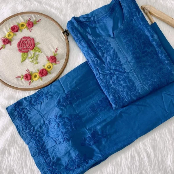 Raha Modal 3D Chikankari Kurta Palazzo Set