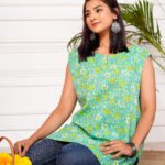 Sanjh Handblock Printed Short Kurta - Green