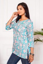 Meraki Handblock Printed Short Kurta - Image 2