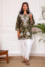 Saba Mulmul Cotton Short Kurta - Green - Image 2