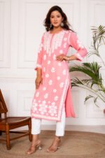 Nagma Pure Modal 3D Chikankari Kurti - Pink - Image 2