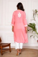 Nagma Pure Modal 3D Chikankari Kurti - Pink - Image 3