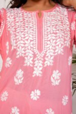 Nagma Pure Modal 3D Chikankari Kurti - Pink - Image 4
