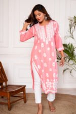 Nagma Pure Modal 3D Chikankari Kurti - Pink - Image 5