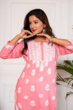 Nagma Pure Modal 3D Chikankari Kurti - Pink - Image 6
