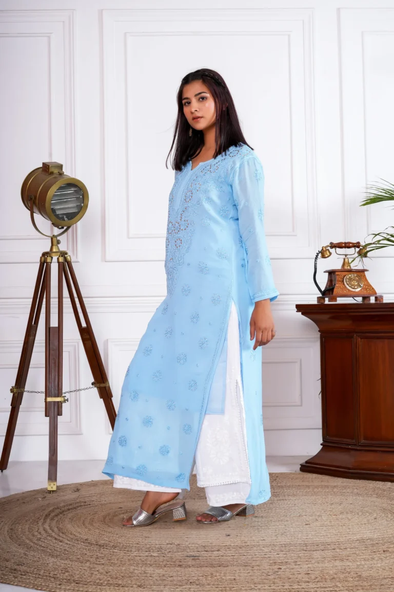 Jashn Viscose Mukaish Chikankari Kurta