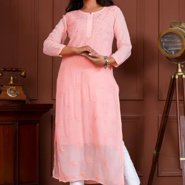 Jashn Viscose Mukaish Chikankari Kurta