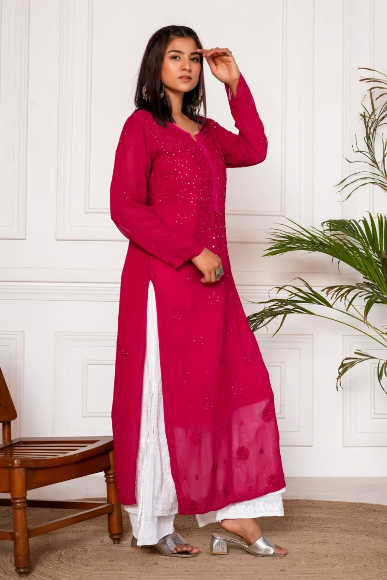 Jashn Viscose Mukaish Chikankari Kurta