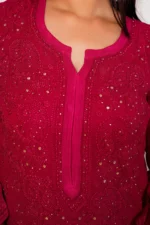 Jashn Viscose Mukaish Chikankari Kurta