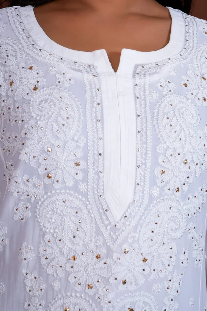 Jashn Viscose Mukaish Chikankari Kurta