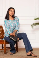 Meraki Handblock Printed Short Kurta