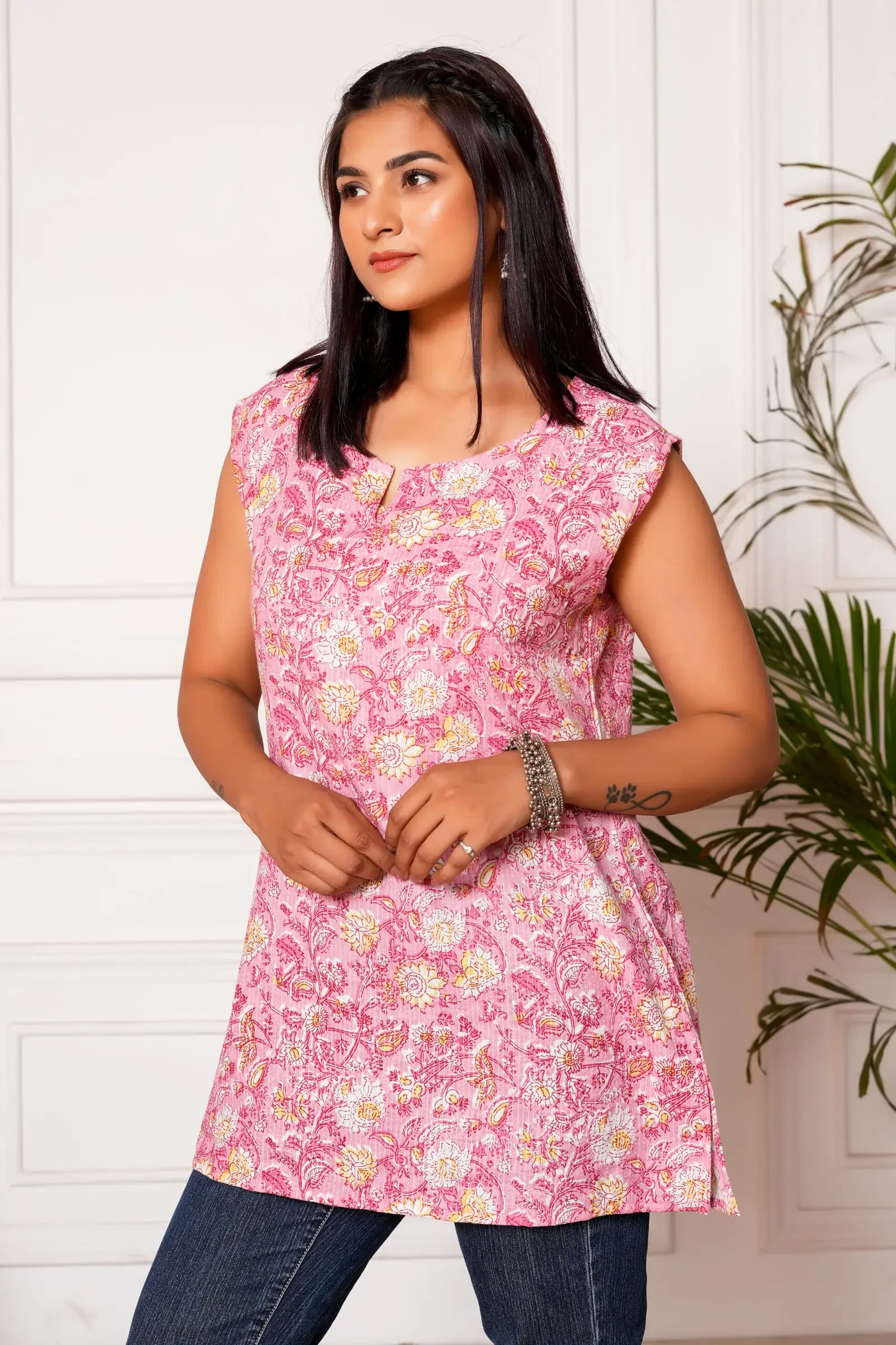 Sanjh Handblock Printed Short Kurta
