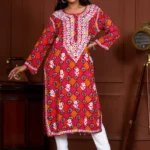 Umang Rayon Bandhani Printed Chikankari Kurta
