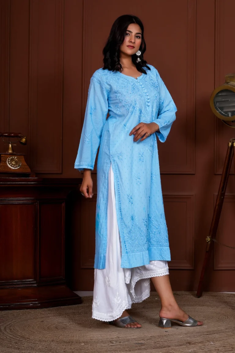 Ruhina Dobby Mul Cotton Chikankari Kurta