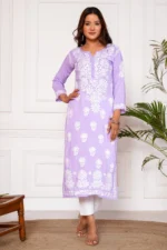 Iram Pure Modal 3D Chikankari Kurti - Hunar Bharat