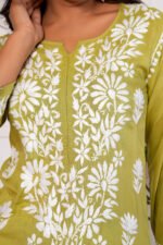 Iram Pure Modal 3D Chikankari Kurti - Yellow - Image 3