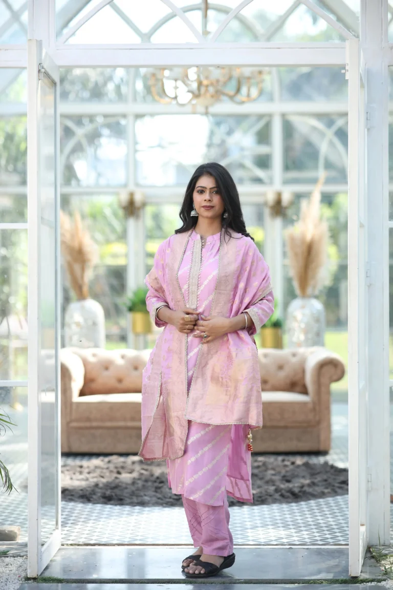 Blush Pink Silk Kurta Set