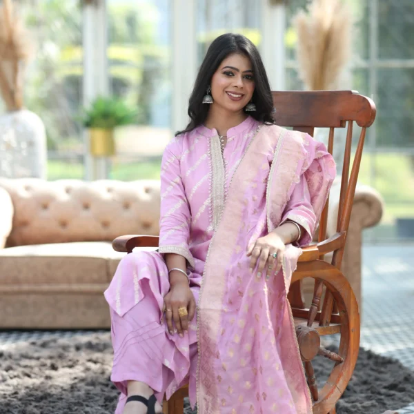 Blush Pink Silk Kurta Set