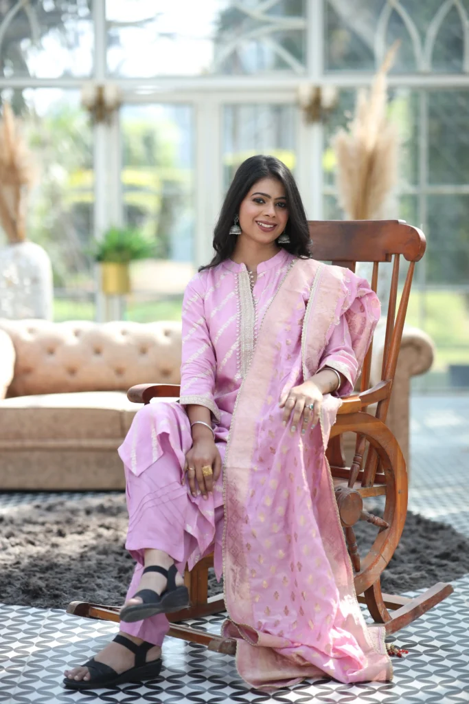 Blush Pink Silk Kurta Set