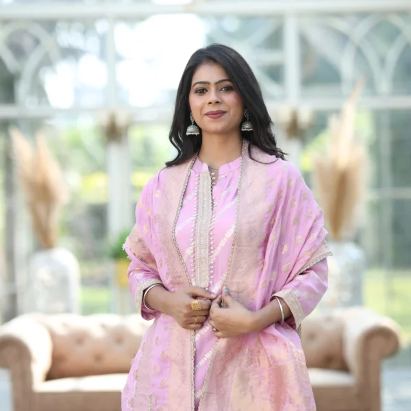 Blush Pink Silk Kurta Set