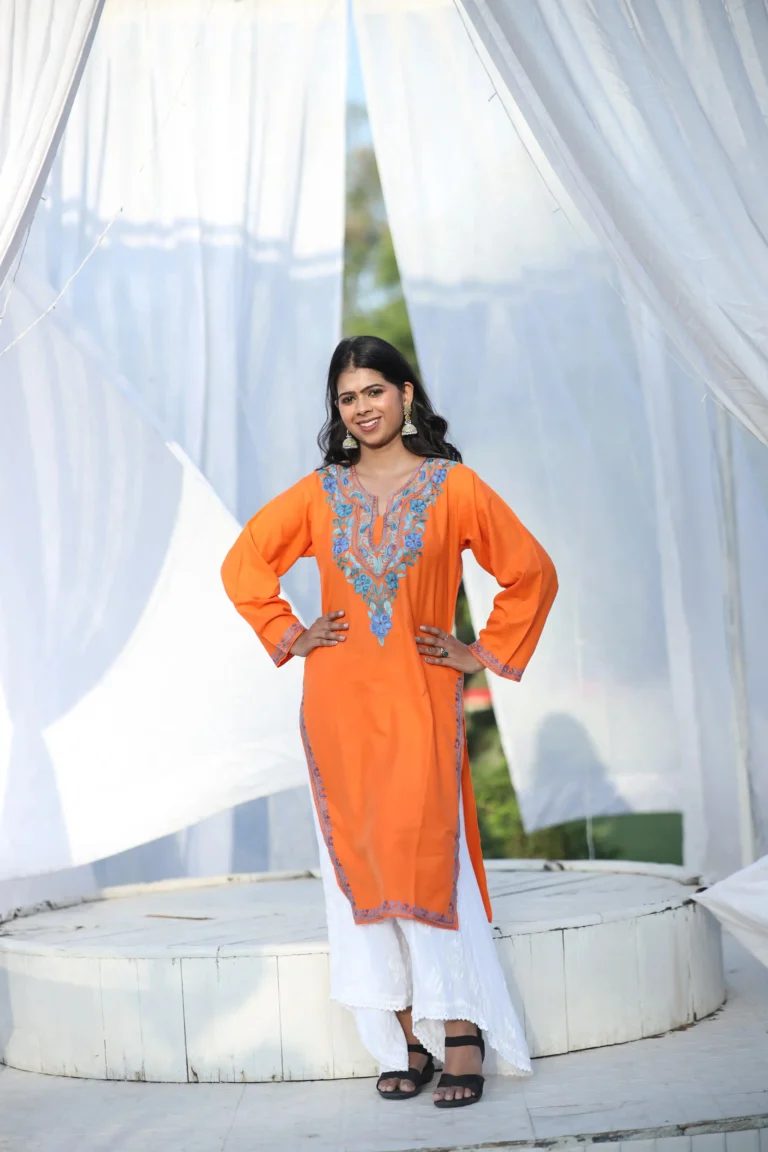 Kesar Kashmiri Orange Long Kurta