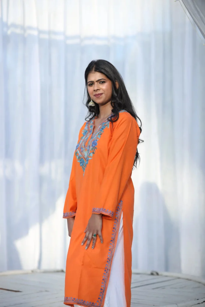 Kesar Kashmiri Orange Long Kurta