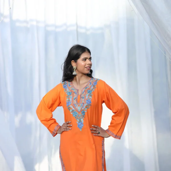 Kesar Kashmiri Orange Long Kurta