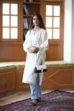 Kesar Kashmiri White Long Kurta