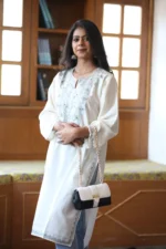 Kesar Kashmiri White Long Kurta