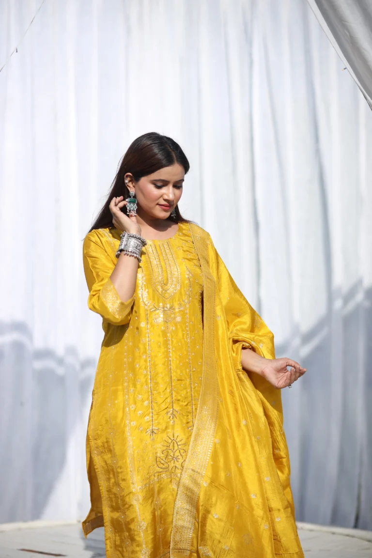 Rasam Yellow Banarsi Set