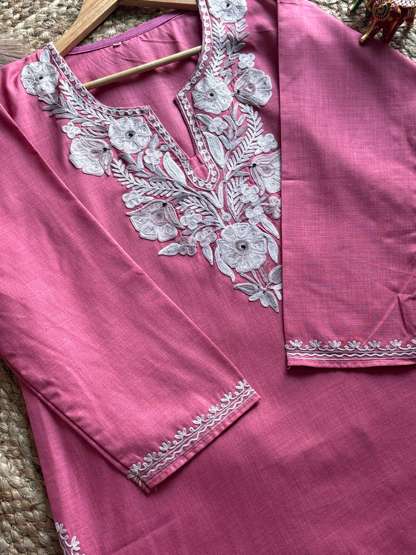 Anaya Kashmiri Short Kurta - Deep Pink