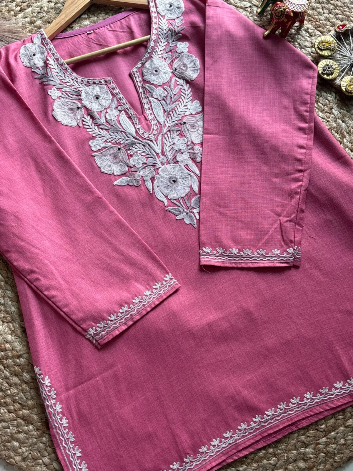 Anaya Kashmiri Short Kurta - Deep Pink