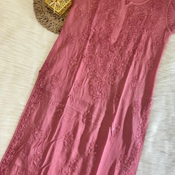 Sayra Pure Modal Chikankari Kurtas - Bretzel Brown