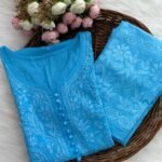 Roohi Chikankari Kurta Set - Sky Blue