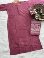 Roohi Chikankari Kurta Set - Rust - Image 2