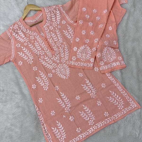 Anvesha Chikankari Co-ord Set - Peach