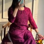 Rashi Chikankari Kurta Set - Wine