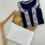 Aarvi  Pure Modal Fabric Premium Chikankari Kurtas Set - Navy Blue