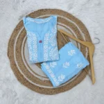 Reet  Pure Modal Fabric Premium Chikankari Kurta Set - Sky Blue