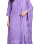 Pihu Soft Dobby Mul Cotton Chikankari Kurta Set - Lavender