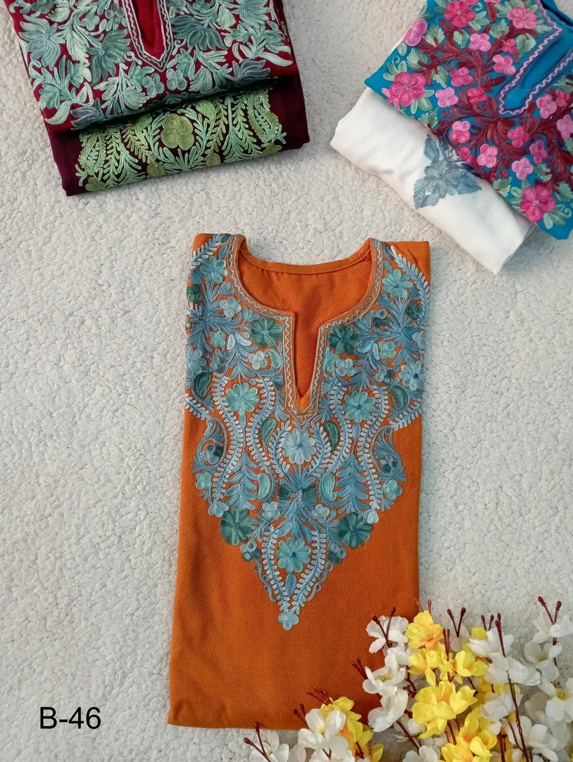 Haya Kashmiri Pheran Set - Rust Orange Haya Kashmiri Pheran Set - Rust Orange