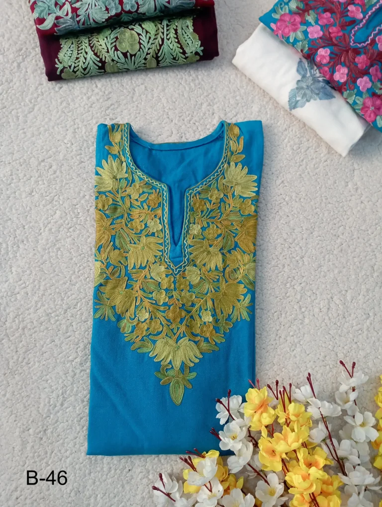 Haya Kashmiri Pheran Set - Sea Blue