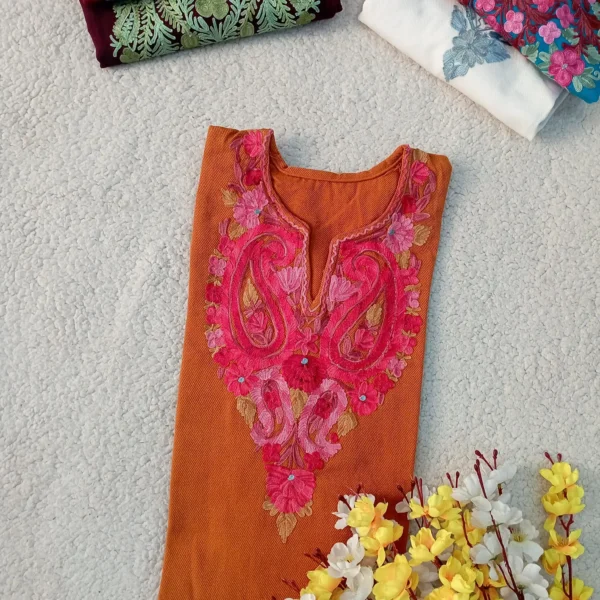 Haya Kashmiri Pheran Set - Rusty Orange